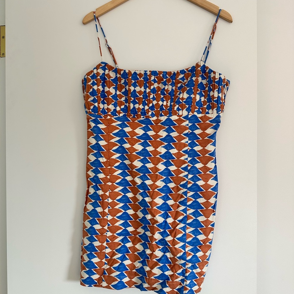 NWT - Maeve Blue and Orange Geometric Dress - Size 12
